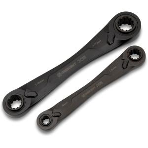 Crescent 2 Piece X6 4-in-1 Black Oxide Spline Ratcheting Metric Wrench Set – CX6DBM2(Metric)
