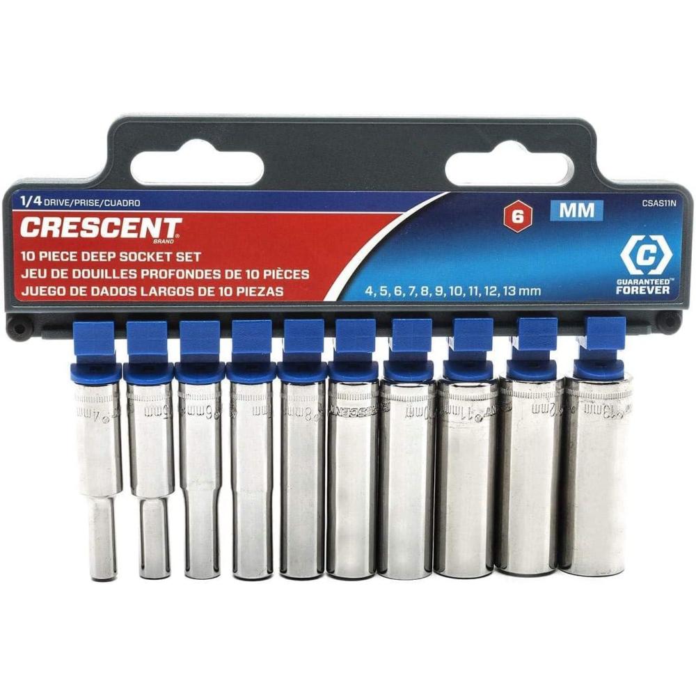 image:imageCrescent 10 Piece 14 Drive 6 Point Deep Metric Socket Set  CSAS11N