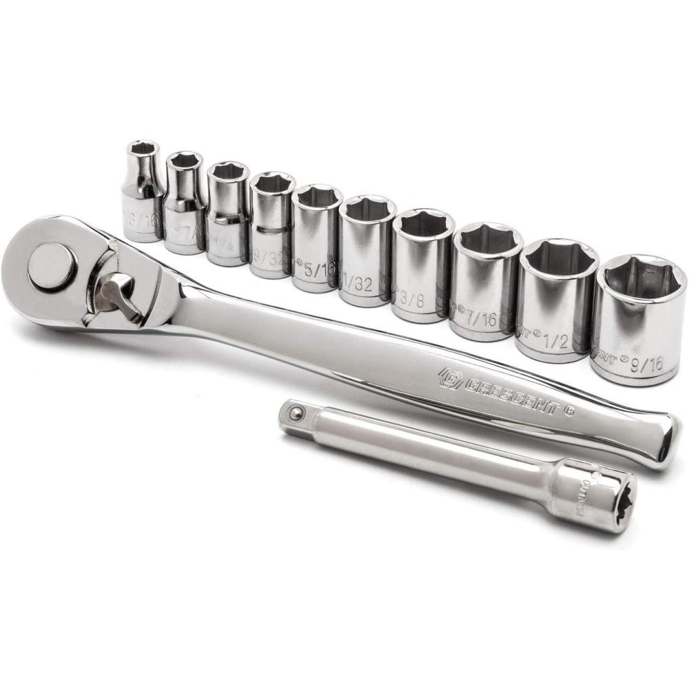 image:imageCrescent 12 Piece 14 Drive 6 Pt SAE Mechanics Tool Set  CSWS14SAE1212 Piece 14 Drive Set