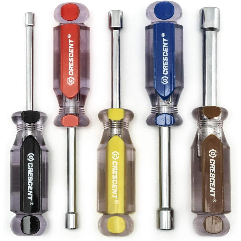 image:imageCrescent 5 Piece SAE Solid Shaft TriLobe Acetate Nutdriver Set  CND5SAEN