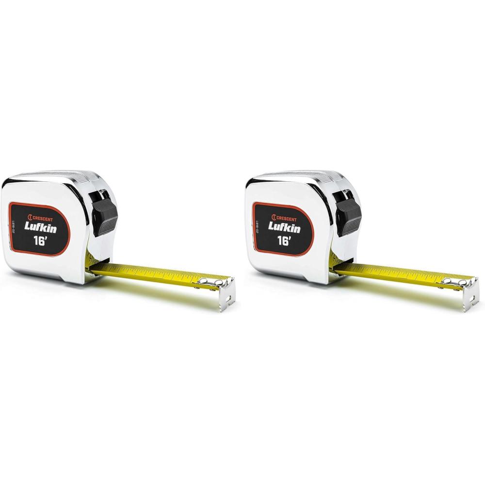 image:imageCrescent Lufkin 1 x 16 Chrome Case Yellow Clad Tape Measure  L9160249 m Pack of 2