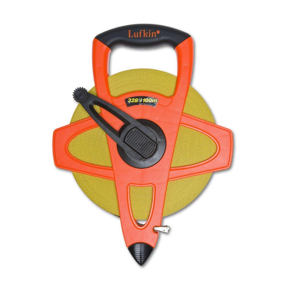 image:imageCrescent Lufkin 12 x 100m328 HiViz Orange Fiberglass SAEMetric Dual Sided Tape Measure  FM100CME OrangeBlack100 m