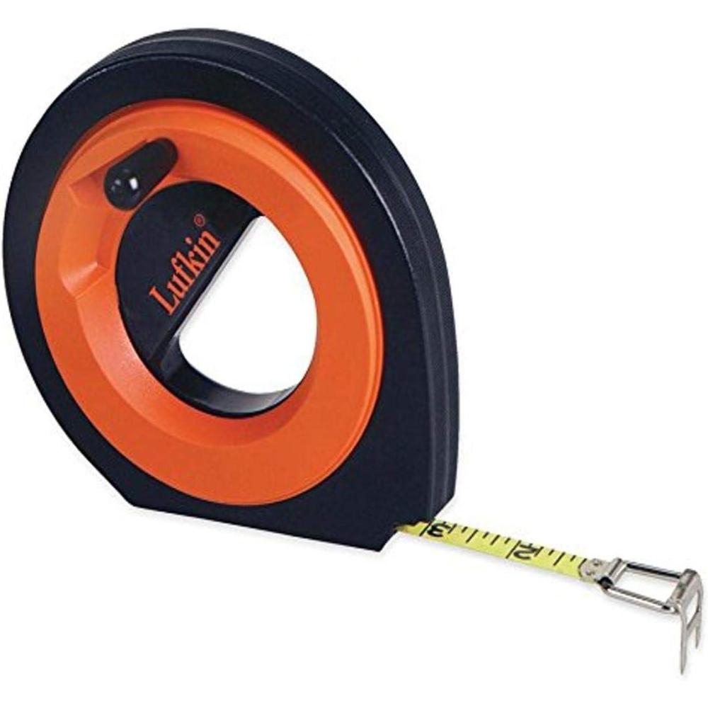 image:imageCrescent Lufkin 38 x 50m164 HiViz Orange Speedwinder SAEMetric Yellow Clad Dual Sided Long Steel Tape  HYT50CME