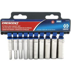 Crescent 10 Piece 1/4″ Drive 6 Point Deep Metric Socket Set – CSAS11N