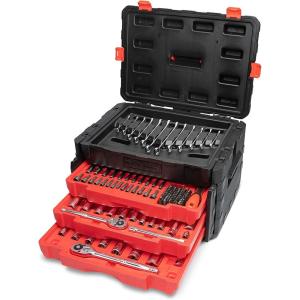 Crescent 150 Piece 1/4″ and 3/8″ Drive 6 Point SAE/Metric Professional Tool Set – CTK150(229 Piece)