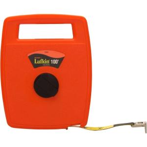 Crescent Lufkin 1/2″ x 100′ Hi-Viz® Orange Linear Engineer’s Fiberglass Tape Measure – 706D