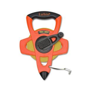 Crescent Lufkin 1/2″ x 30m/100′ Hi-Viz Orange Fiberglass SAE/Metric Dual Sided Tape Measure – FM030CME(30.5 m)
