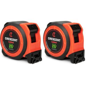 Lufkin 1-3/16 x 25′ Command Control Series Black Clad Tape Measure – L1025CB-02(7.6 m (Pack of 2))