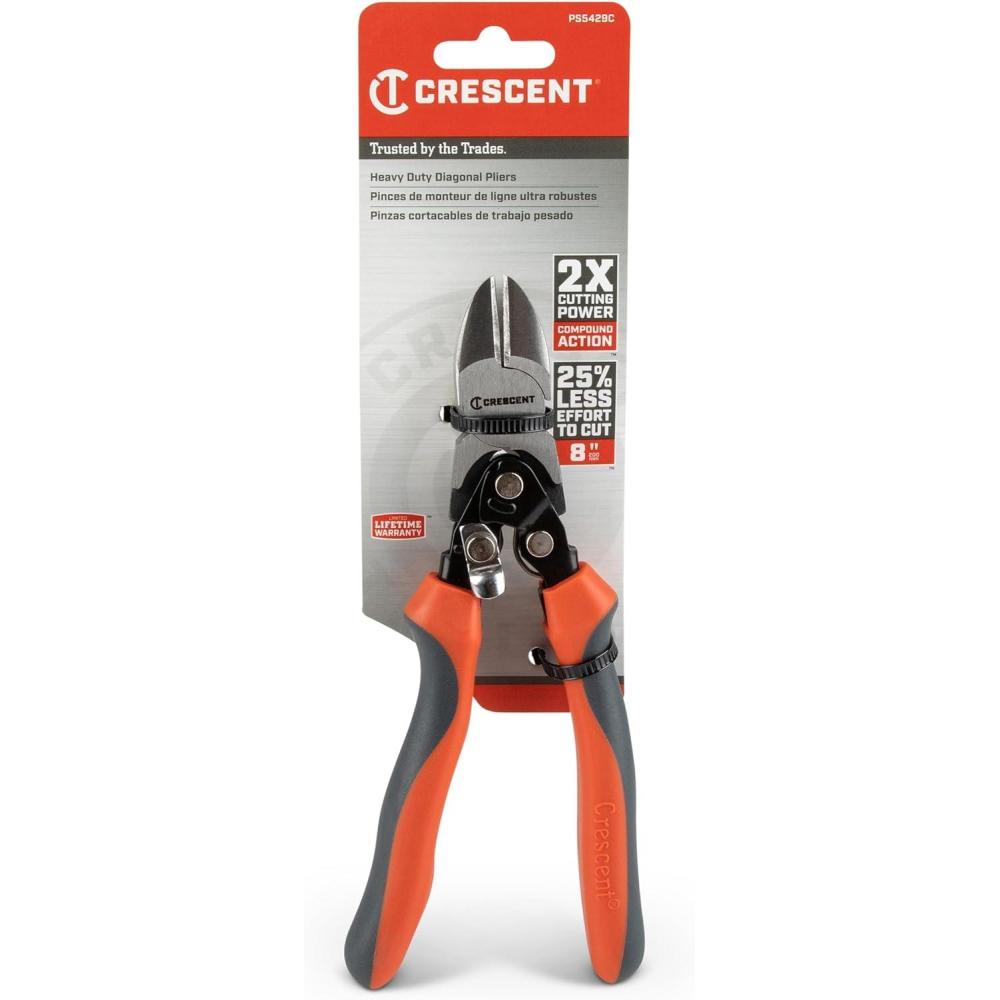 image:imageCrescent 9 Pro Series Long Nose Compound Action Dual Material Pliers  PS6549C Black full size