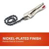 Crescent Locking Chain Clamp with 18″ Chain – Nickel-Plated Metal Clamp – Features Compound Action & Hex Key Receiver – C20CHN – 9″, Red((Pack of 1))