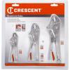 Crescent Curved Jaw Locking Pliers with Wire Cutter – 3 Piece Set – Home DIY & Professional Mechanic Hand Tool for Nuts & Bolts, Cables, Wires – 5″, 7″ & 10″ – CLP3SETN-08(3 Piece)