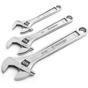 Crescent 3 Pc. Adjustable Wrench Set 6″, 8″ & 10″ – Mechanical & Plumbing Wrenches – With Larger Knurl & Hex Jaw – Chrome Plated to Resist Rust & Corrosion – Reduces Fatigue – Hand Tools – AC3PC