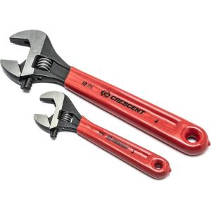 Crescent Adjustable Black Oxide Cushion Grip Wrench Set – Home Improvement, Garage & Mechanic Hand Tools – 6″ & 10″ – AT2610CVS