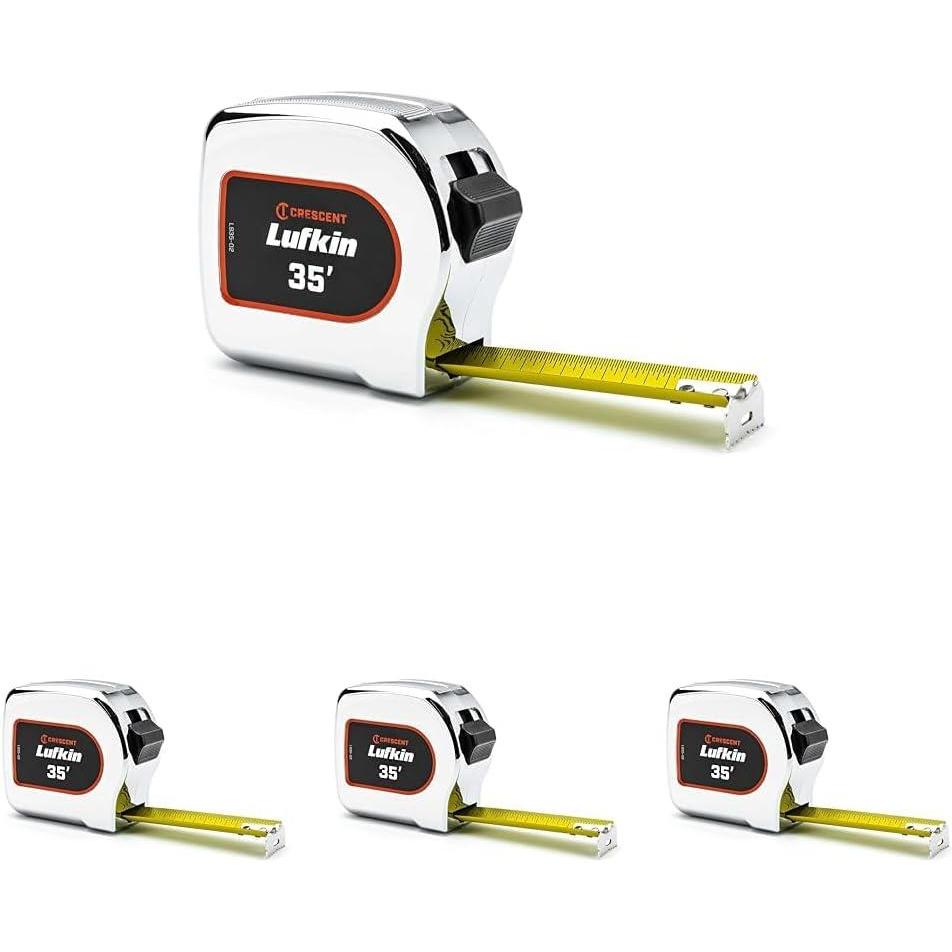 image:imageCrescent Lufkin 118 x 25 Chrome Case Yellow Clad Tape Measure  L92502107 m Pack of 4
