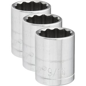 Crescent 3/8″ Drive 12 Point Standard SAE Socket 9/16″ – CDS28N(1 Count (Pack of 3))