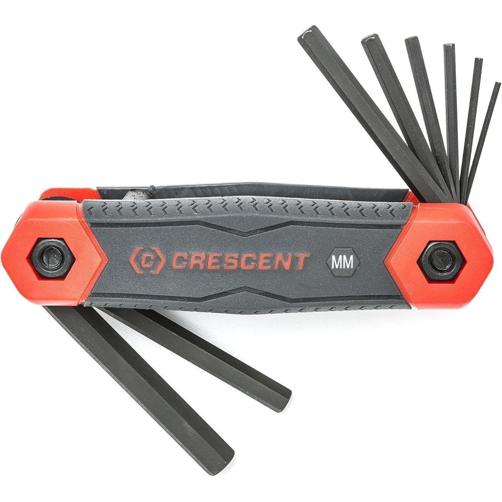 image:imageCrescent 8 Piece Folding Metric Hex Dual Material Key Set  CHKFM8  Black