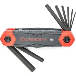 Crescent 8 Piece Folding Metric Hex Dual Material Key Set – CHKFM8 , Black