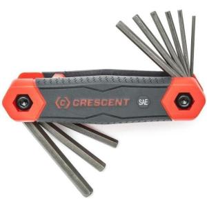 Crescent 9 Piece Folding SAE Hex Dual Material Key Set – CHKFSAE9 , Black