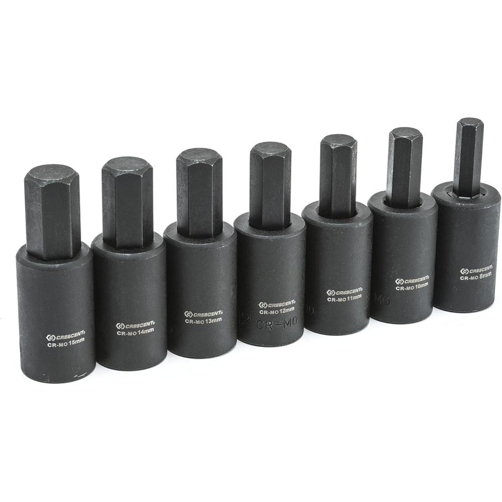image:imageCrescent 7 Piece 12 Drive Hex Bit Impact Metric Socket Set  CIMBS12  Black