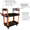 Crescent RAILWORKS 2 Shelf Industrial Utility Cart with 5″ Hard Casters and Wire Spool Holders | IUC2SCBM-RCPR