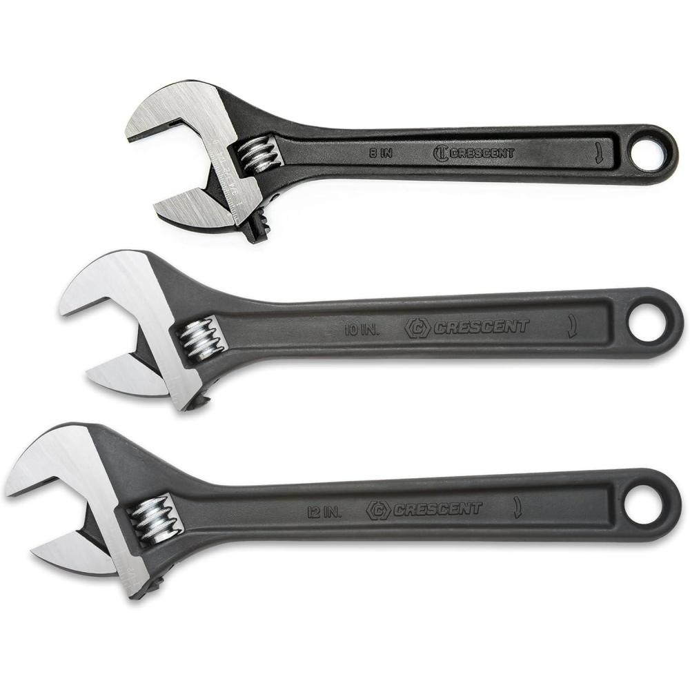image:imageCrescent 8 amp 10 amp 12 Adjustable Black Oxide Wrenches  Alloy Steel Heat Treated Corrosion Resistant Wide Handle Easy Adjustment