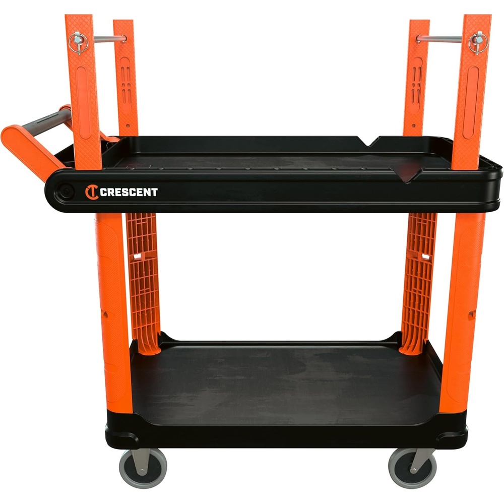 image:imageCrescent RAILWORKS 2 Shelf Industrial Utility Cart with 5 Hard Casters and Single Door Security Panel  IUC2SCBM1DLRWire Spool Holders