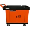 Crescent RAILWORKS 2 Shelf Industrial Utility Cart with 5″ Hard Casters and Single Door Security Panel | IUC2SCBM-1DLR(Double Door)