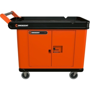 Crescent RAILWORKS 2 Shelf Industrial Utility Cart with 5″ Hard Casters and Single Door Security Panel | IUC2SCBM-1DLR(Double Door)