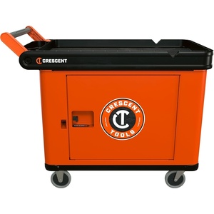Crescent RAILWORKS 2 Shelf Industrial Utility Cart with 5″ Hard Casters and Single Door Security Panel | IUC2SCBM-1DLR(Single Door)