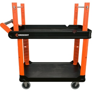 Crescent RAILWORKS 2 Shelf Industrial Utility Cart with 5″ Hard Casters and Single Door Security Panel | IUC2SCBM-1DLR(Wire Spool Holders)